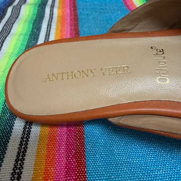 Anthony Veer Leather Woven Mules Cognac Size 7 Shoes - Picture 6 of 10